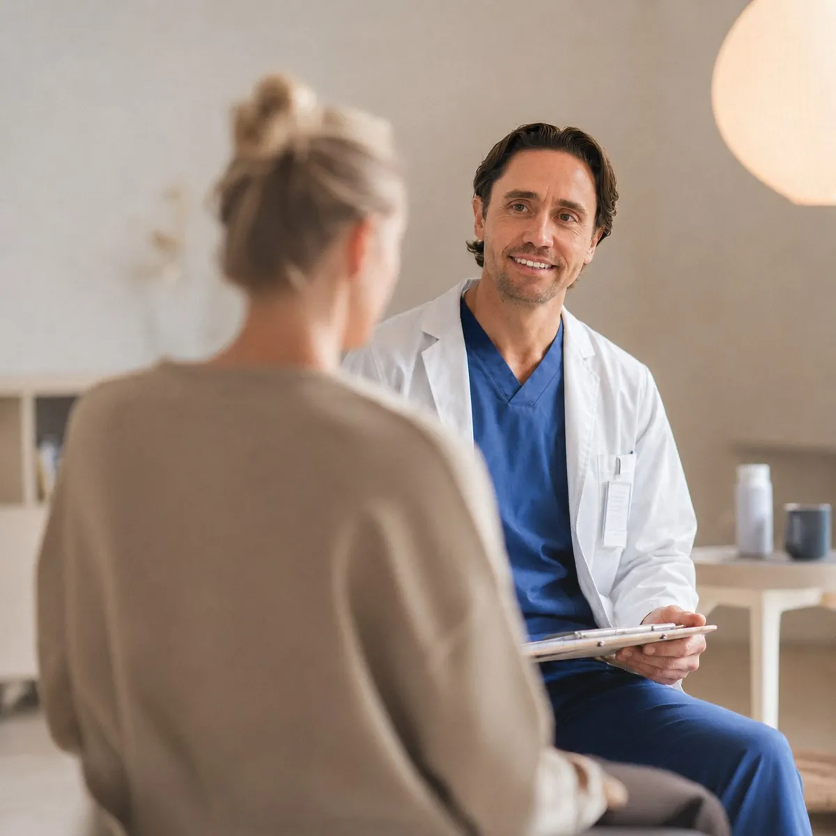 Executive Health doctor in an ongoing follow-up conversation with a patient.