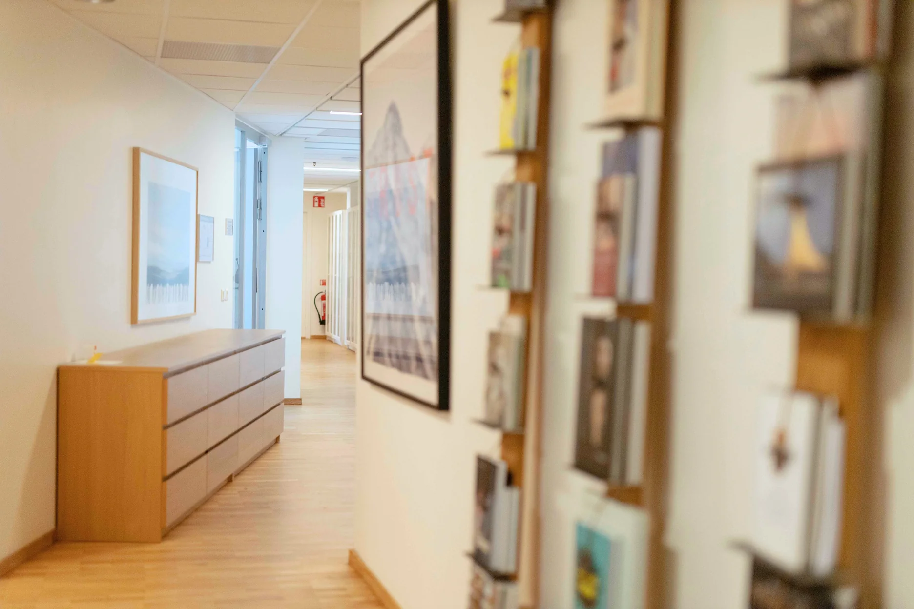 Bright Executive Health clinic corridor with a calm clinical interior.